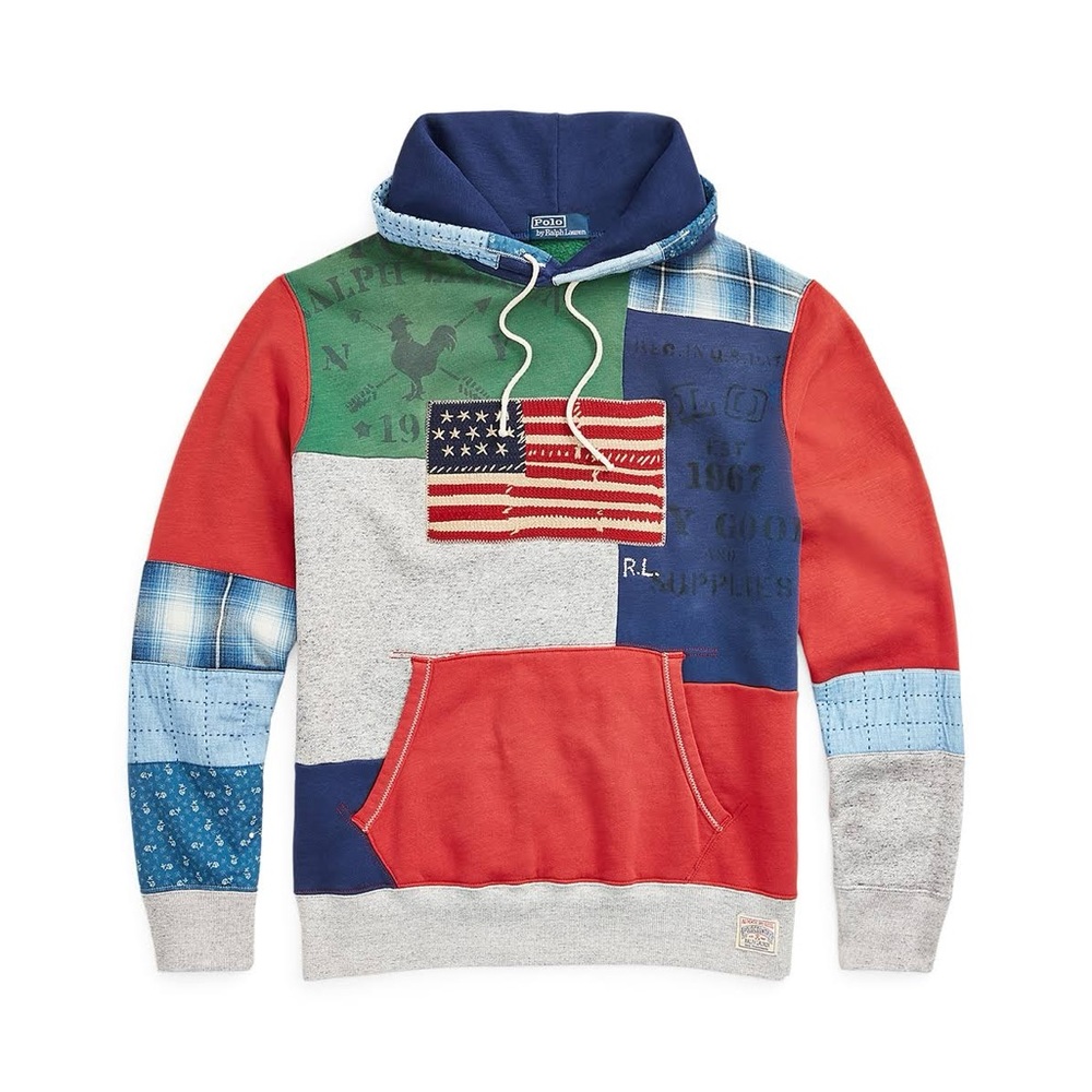 Polo Ralph Lauren Patchwork Hoodie with American Flag 😳🔥🔥🔥😳 - Picture 3 of 16